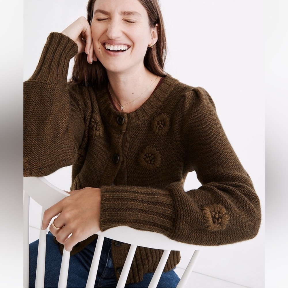 Madewell Embroidered Edencroft Women’s Olive Cardigan, Size XXS